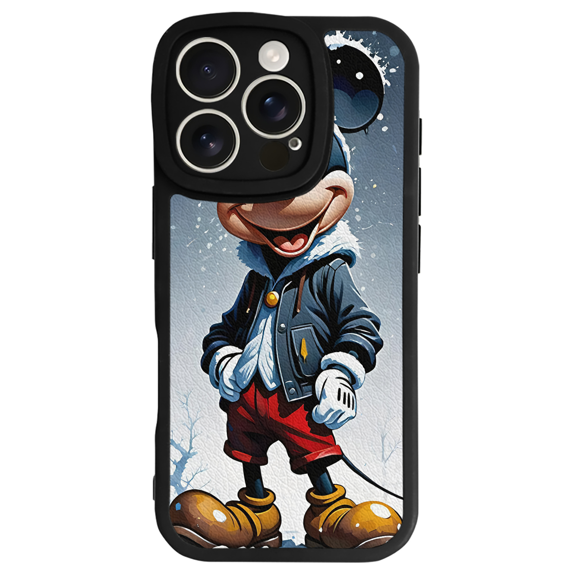 （画像用） ミッキーマウス Mickey Mouse 【iPhone 16シリーズ対応】シリコンスマホケース（レザー調） 材質：シリコン